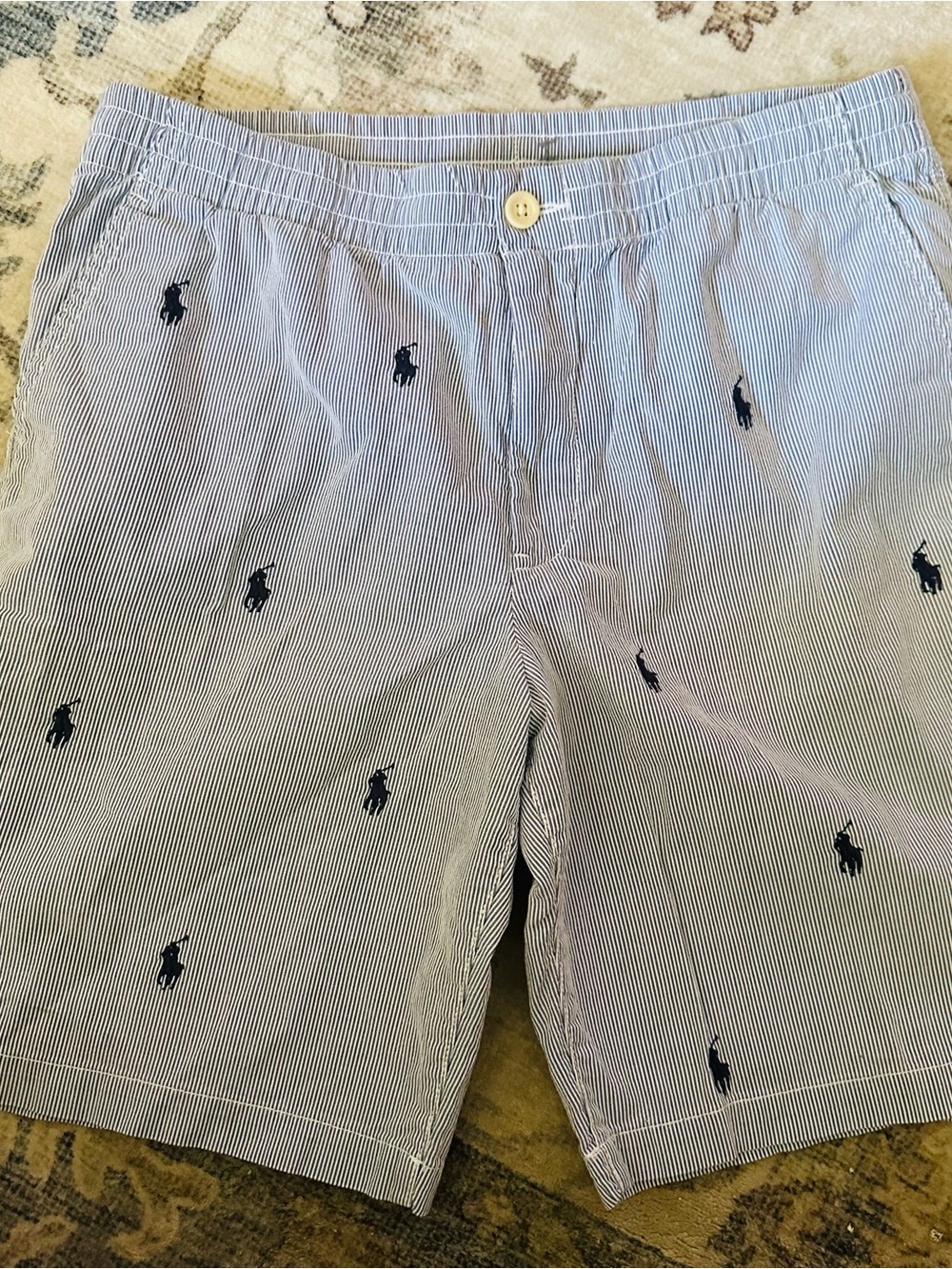 Polo by Ralph Lauren Blue & White Striped Seersucker Shorts